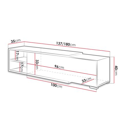 TV table CLIF 40x180 cm white