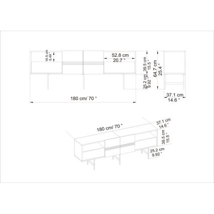 TV table DERIN 64,7x180 cm white