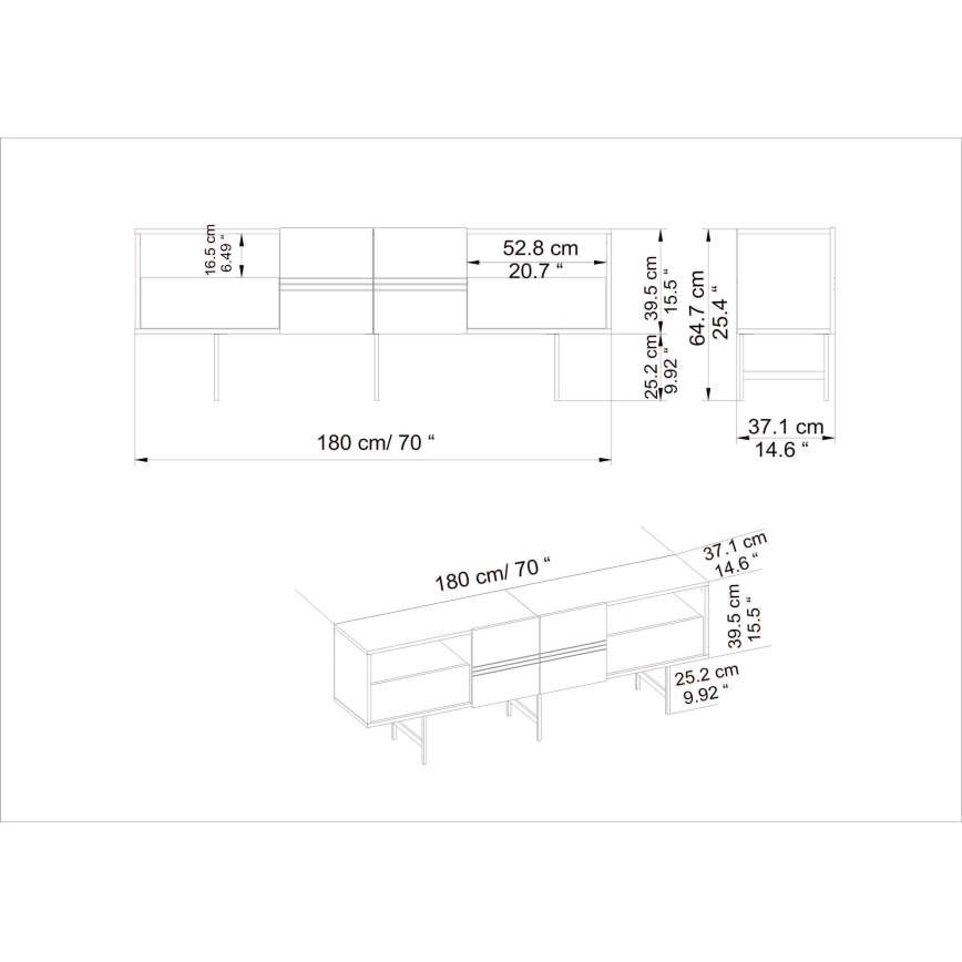TV table DERIN 64,7x180 cm white