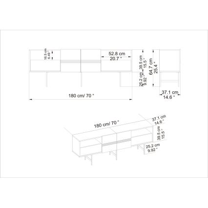 TV Table DERIN 65x180 cm black