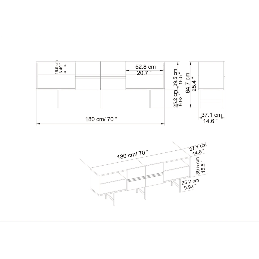 TV Table DERIN 65x180 cm black