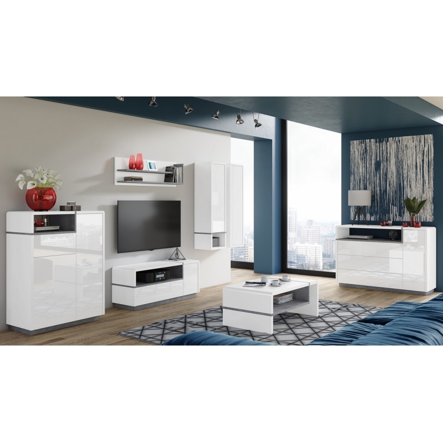 TV table FRED white/grey