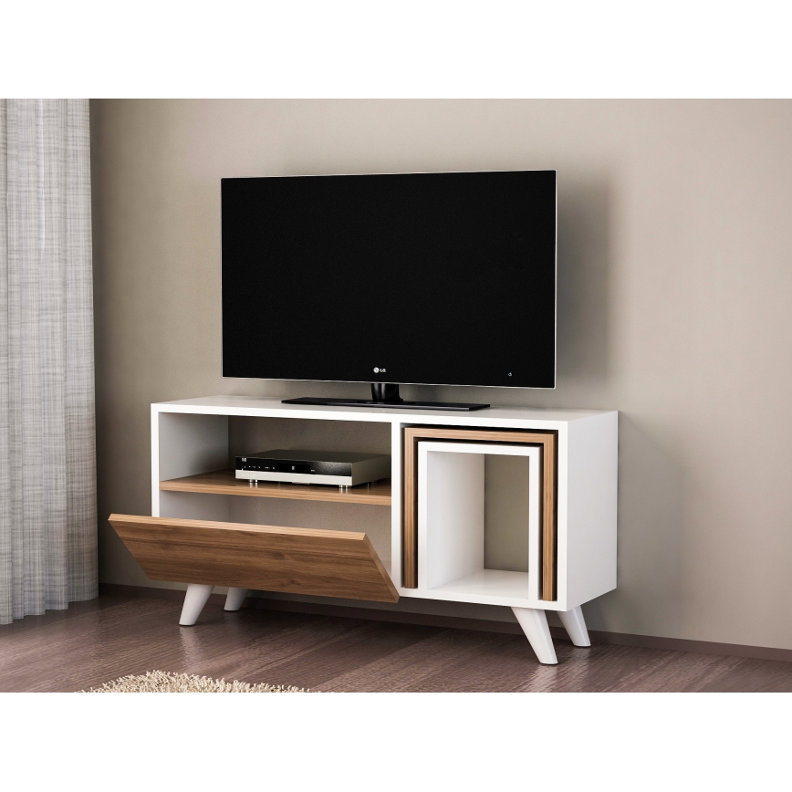 TV table NOVELLA 51x90 cm white/brown