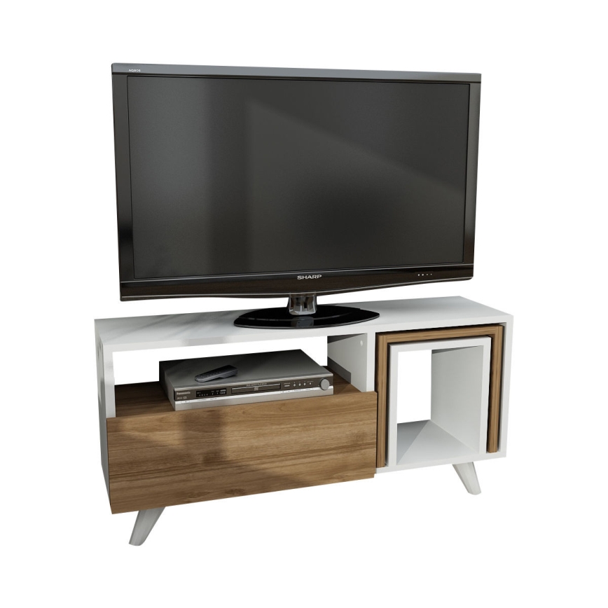 TV table NOVELLA 51x90 cm white/brown