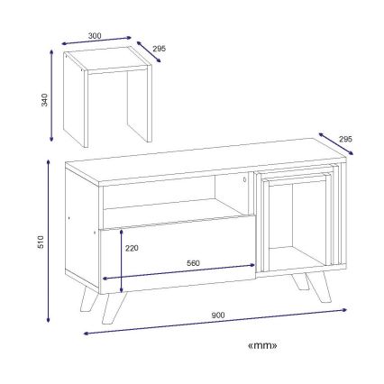 TV table NOVELLA 51x90 cm white/brown