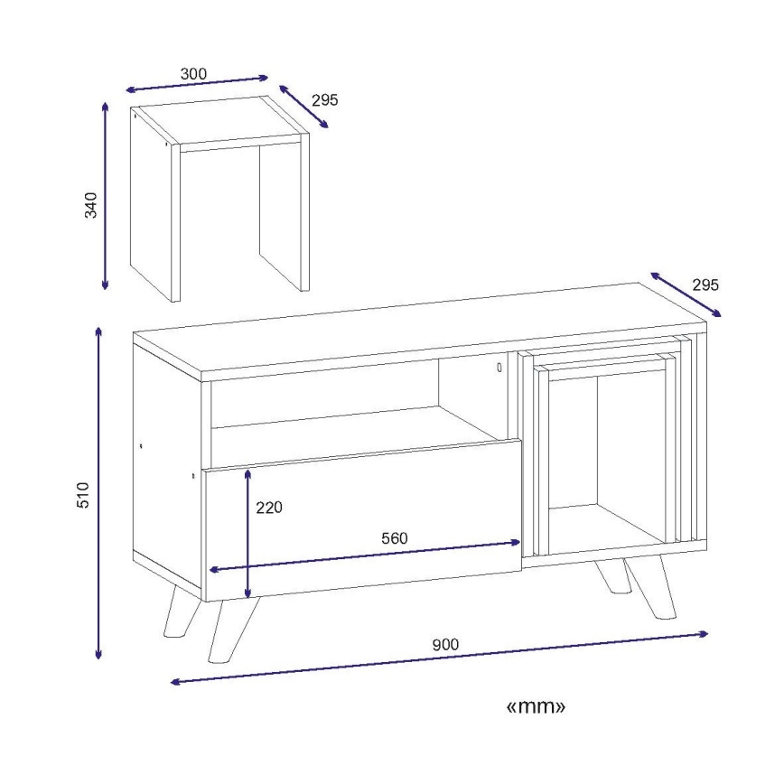 TV table NOVELLA 51x90 cm white/brown