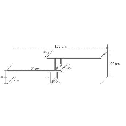 TV table OVIT 44x153 cm brown/black