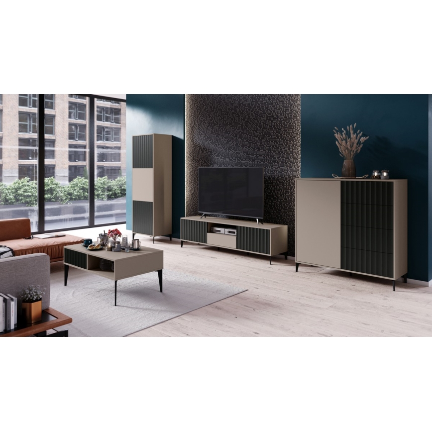 TV table with a drawer RONJA taupe/black