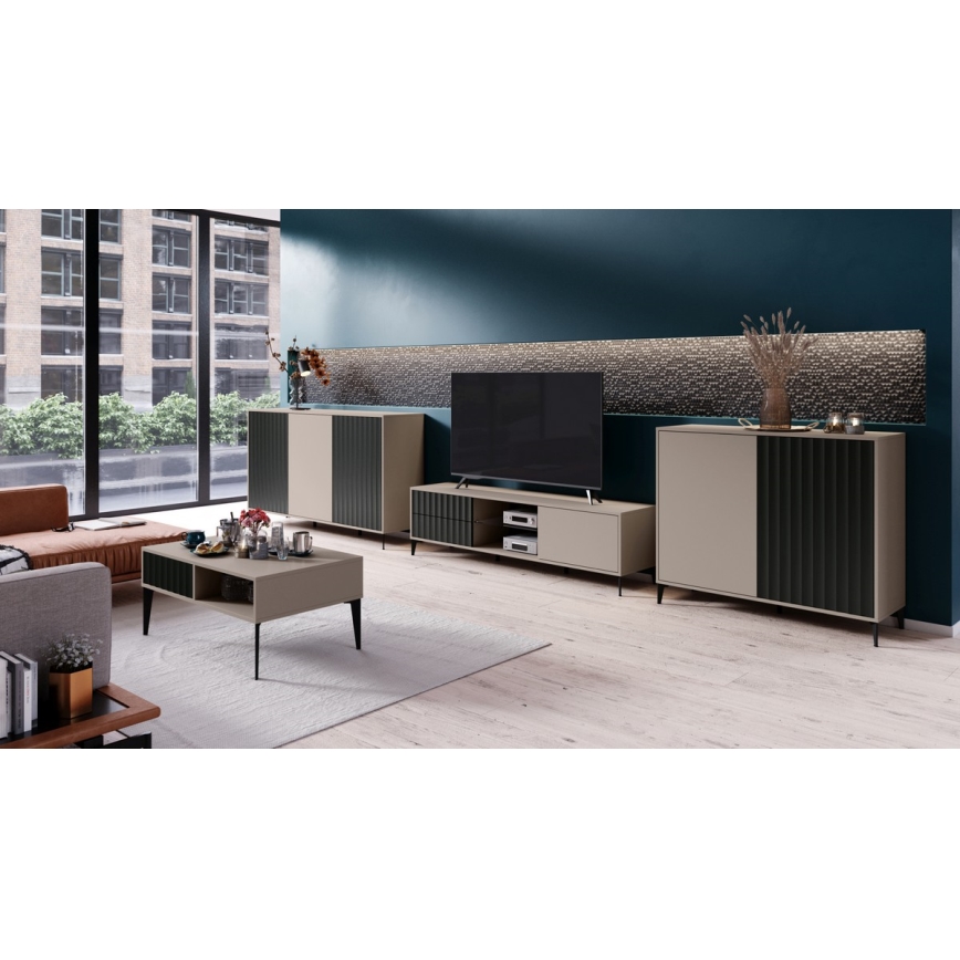 TV table with drawers RONJA taupe/black