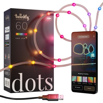 Twinkly - DOTS RGB LED Dimmable Christmas String Lights, 60 LEDs, 7 m, USB, Wi-Fi