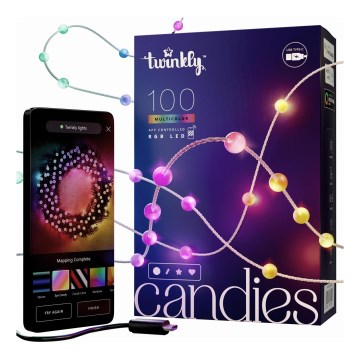 Twinkly - LED RGB Dimmable Christmas chain CANDIES 100xLED 8 m USB Wi-Fi