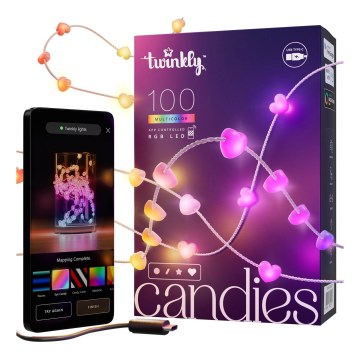Twinkly - LED RGB Dimmable Christmas chain CANDIES 100xLED 8 m USB Wi-Fi