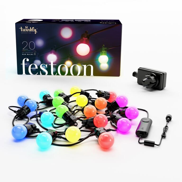 Twinkly - LED RGB Dimmable outdoor decorative chain FESTOON 20xLED 14m IP44 Wi-Fi