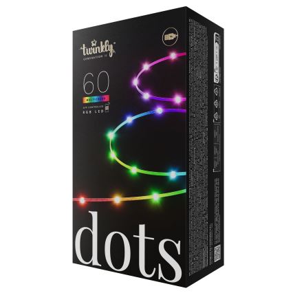 Twinkly - DOTS RGB LED Dimmable Christmas String Lights, 60 LEDs, 7 m, USB, Wi-Fi