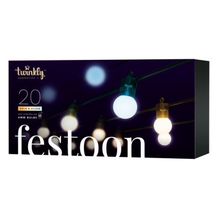 Twinkly - LED Dimmable outdoor decorative chain FESTOON 20xLED 14m IP44 Wi-Fi