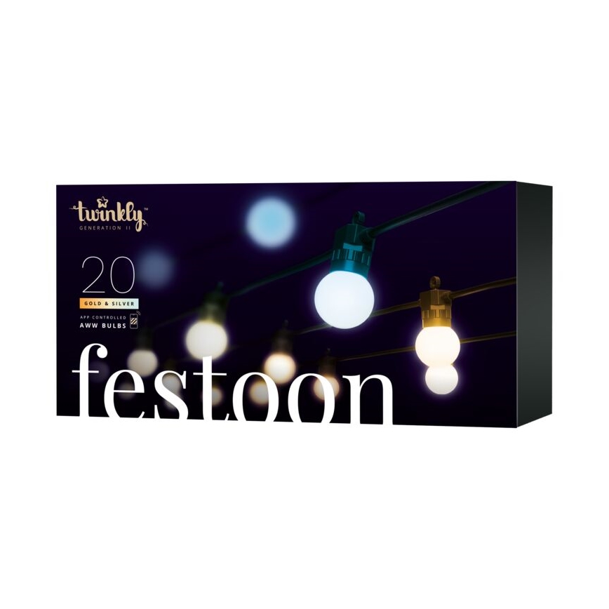 Twinkly - LED Dimmable outdoor decorative chain FESTOON 20xLED 14m IP44 Wi-Fi