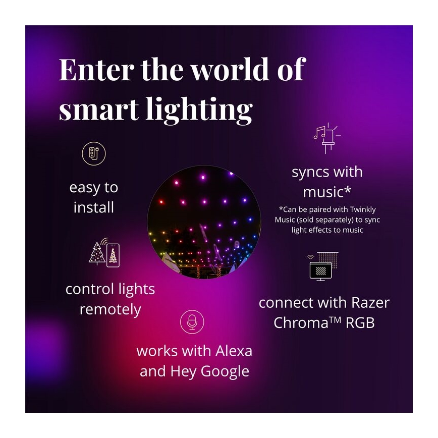 Twinkly - LED RGB Dimmable outdoor decorative chain FESTOON 20xLED 14m IP44 Wi-Fi