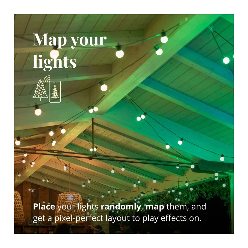 Twinkly - LED RGB Dimmable outdoor decorative chain FESTOON 20xLED 14m IP44 Wi-Fi