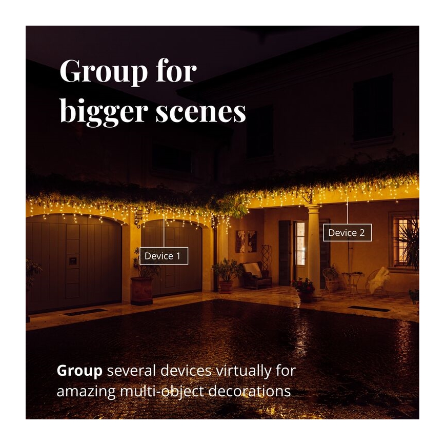 Twinkly - LED Dimmable outdoor Christmas curtain ICICLE 190xLED 11,5m IP44 Wi-Fi