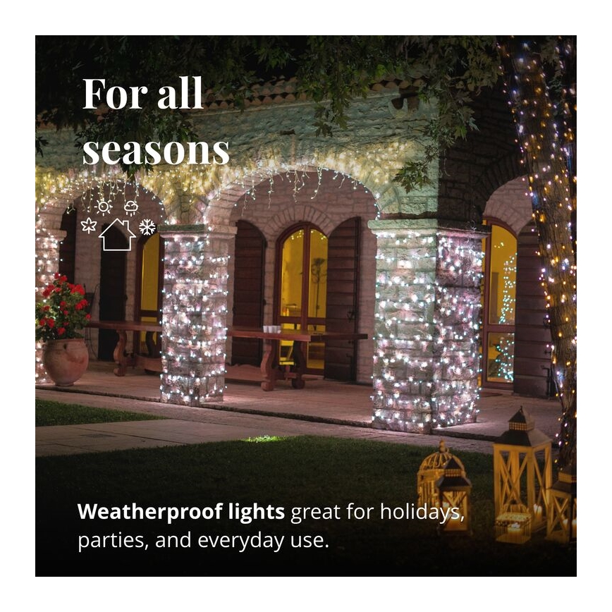 Twinkly - LED Dimmable outdoor Christmas curtain ICICLE 190xLED 11,5m IP44 Wi-Fi