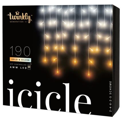 Twinkly - LED Dimmable outdoor Christmas curtain ICICLE 190xLED 11,5m IP44 Wi-Fi