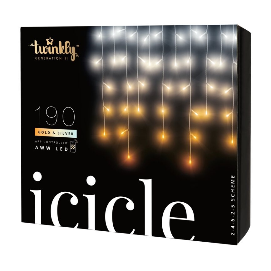 Twinkly - LED Dimmable outdoor Christmas curtain ICICLE 190xLED 11,5m IP44 Wi-Fi