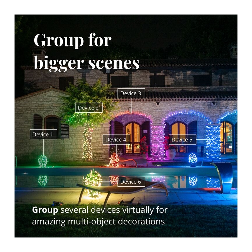 Twinkly - LED RGBW Dimmable outdoor Christmas curtain ICICLE 190xLED 11,5m IP44 Wi-Fi