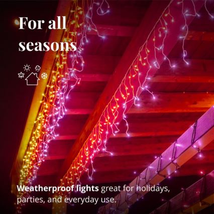 Twinkly - LED RGBW Dimmable outdoor Christmas curtain ICICLE 190xLED 11,5m IP44 Wi-Fi