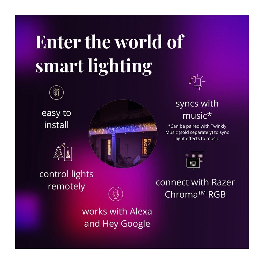 Twinkly - LED RGB Dimmable outdoor Christmas curtain ICICLE 190xLED 11,5m IP44 Wi-Fi