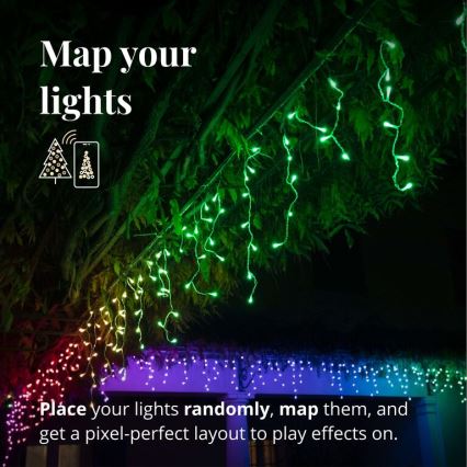 Twinkly - LED RGB Dimmable outdoor Christmas curtain ICICLE 190xLED 11,5m IP44 Wi-Fi