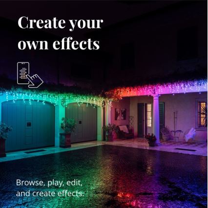 Twinkly - LED RGB Dimmable outdoor Christmas curtain ICICLE 190xLED 11,5m IP44 Wi-Fi