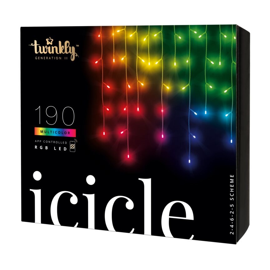 Twinkly - LED RGB Dimmable outdoor Christmas curtain ICICLE 190xLED 11,5m IP44 Wi-Fi