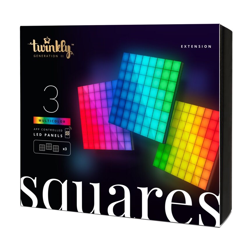 Twinkly - SET 3xLED RGB Dimmable panel SQUARES 64xLED 16x16 cm Wi-Fi