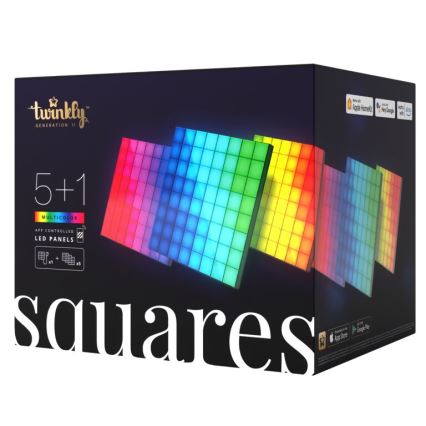 Twinkly - SET 6xLED RGB Dimmable panel SQUARES 64xLED 16x16 cm Wi-Fi