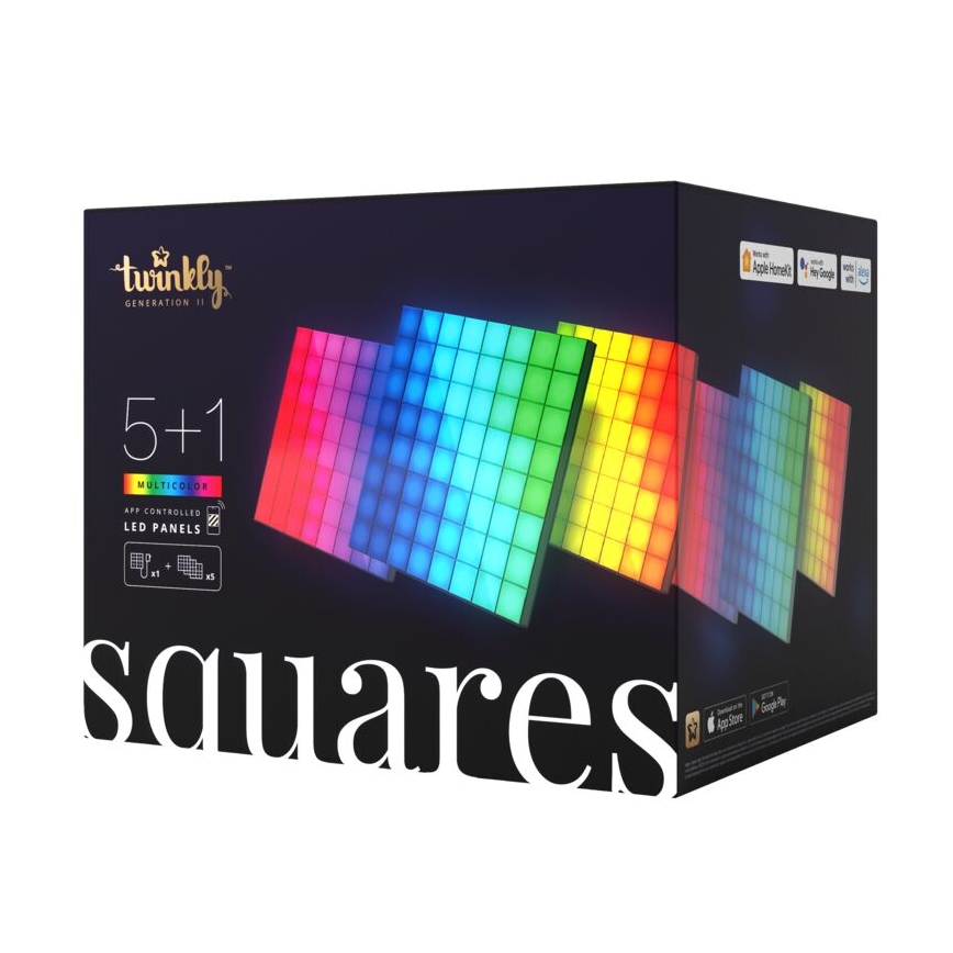 Twinkly - SET 6xLED RGB Dimmable panel SQUARES 64xLED 16x16 cm Wi-Fi