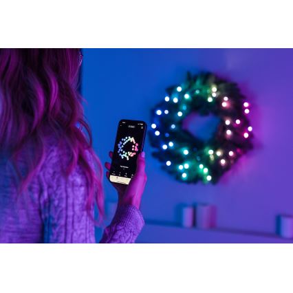 Twinkly - LED RGB Dimmable Christmas wreath PRE-LIT WREATH 50xLED d. 61cm Wi-Fi