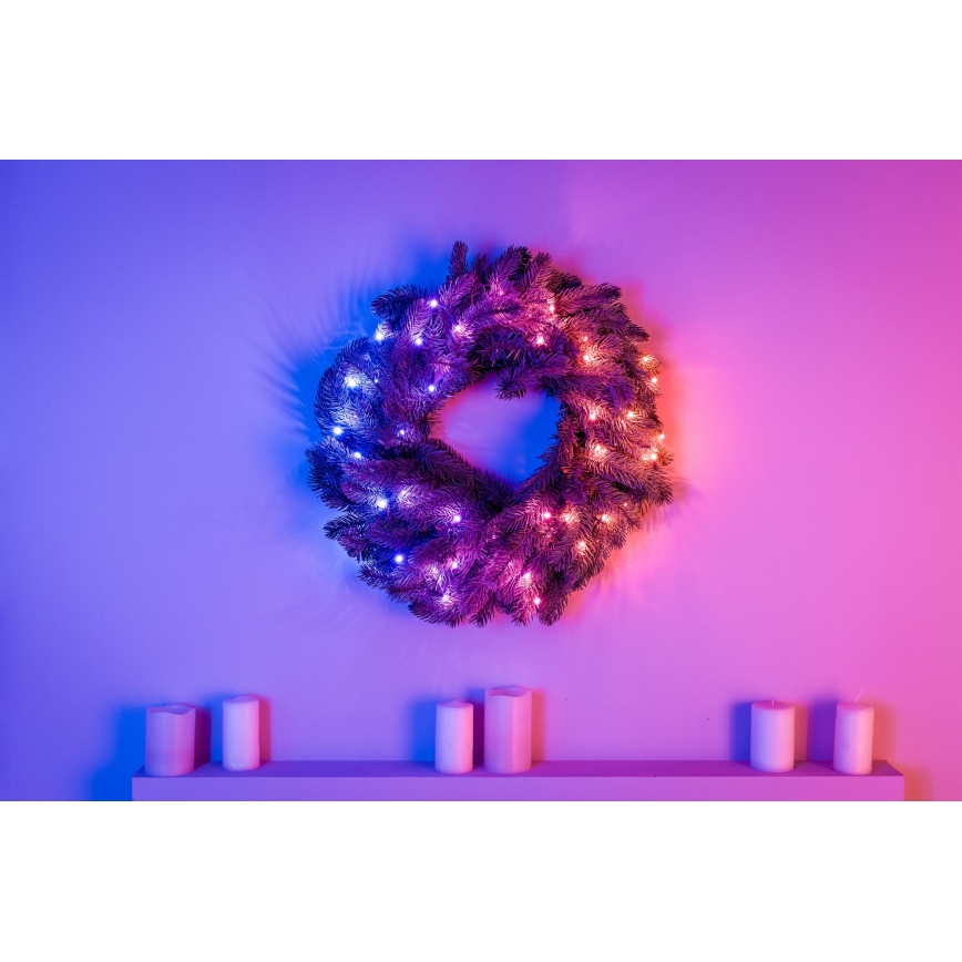 Twinkly - LED RGB Dimmable Christmas wreath PRE-LIT WREATH 50xLED d. 61cm Wi-Fi
