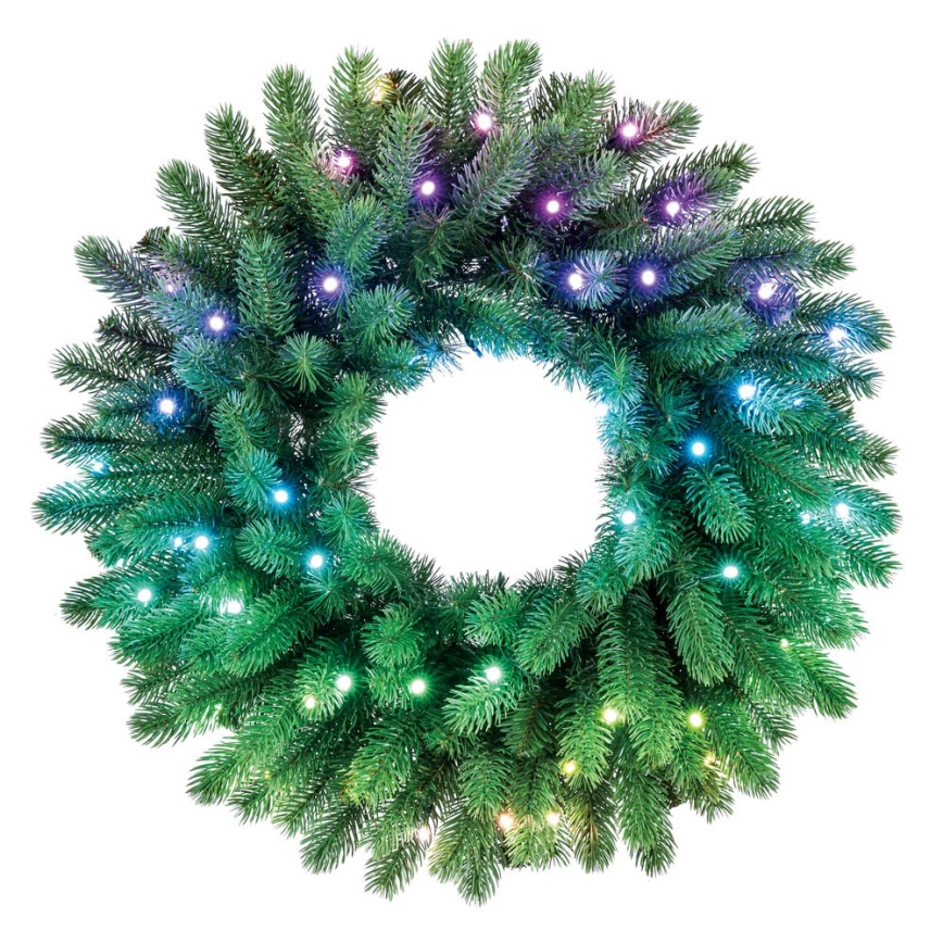 Twinkly - LED RGB Dimmable Christmas wreath PRE-LIT WREATH 50xLED d. 61cm Wi-Fi