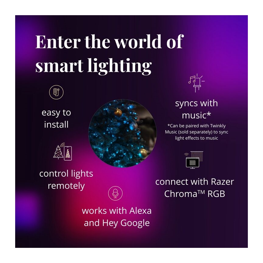 Twinkly - LED RGB Dimmable Christmas wreath PRE-LIT WREATH 50xLED d. 61cm Wi-Fi