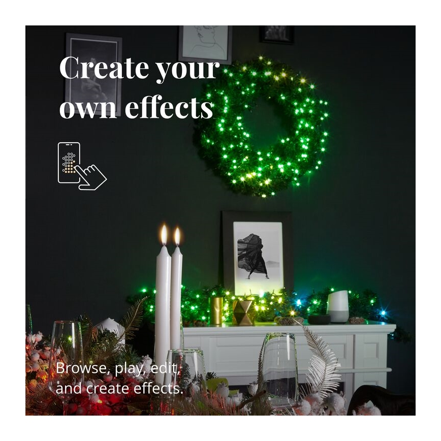 Twinkly - LED RGB Dimmable Christmas wreath PRE-LIT WREATH 50xLED d. 61cm Wi-Fi