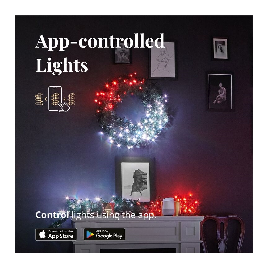 Twinkly - LED RGB Dimmable Christmas wreath PRE-LIT WREATH 50xLED d. 61cm Wi-Fi