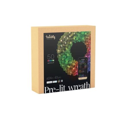 Twinkly - LED RGB Dimmable Christmas wreath PRE-LIT WREATH 50xLED d. 61cm Wi-Fi