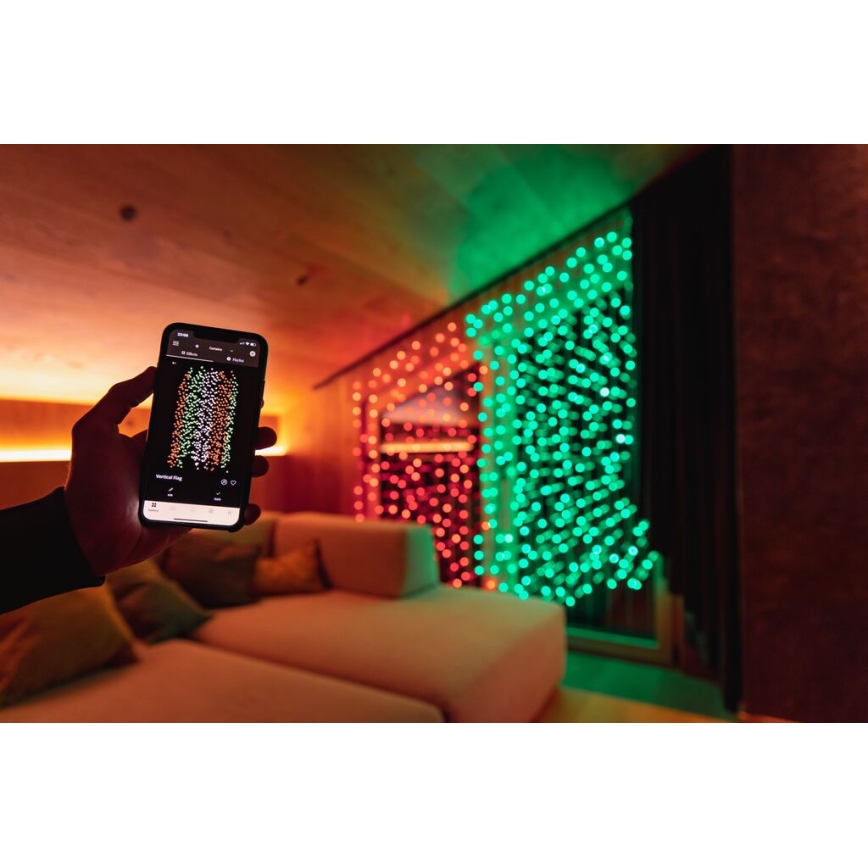Twinkly - LED RGBW Dimmable outdoor Christmas curtain CURTAIN 210xLED 6,1m IP44 Wi-Fi