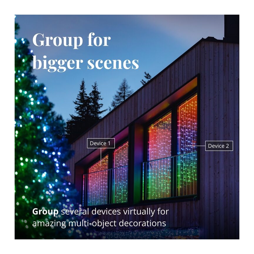 Twinkly - LED RGBW Dimmable outdoor Christmas curtain CURTAIN 210xLED 6,1m IP44 Wi-Fi