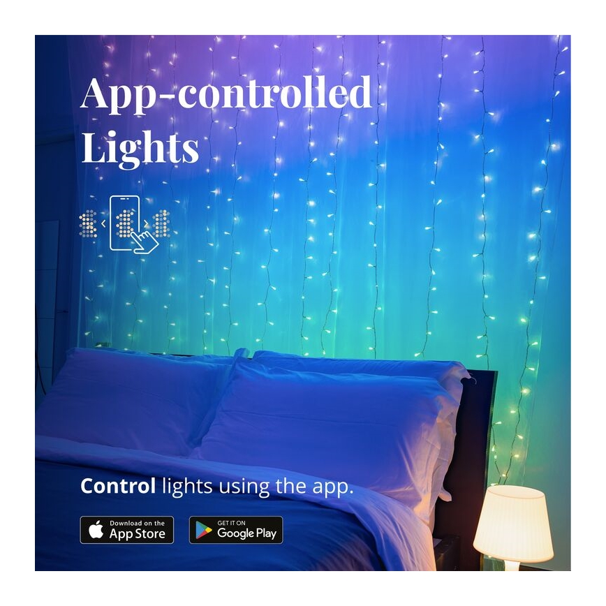 Twinkly - LED RGBW Dimmable outdoor Christmas curtain CURTAIN 210xLED 6,1m IP44 Wi-Fi