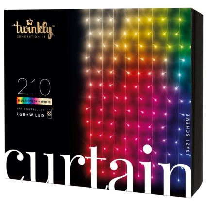 Twinkly - LED RGBW Dimmable outdoor Christmas curtain CURTAIN 210xLED 6,1m IP44 Wi-Fi