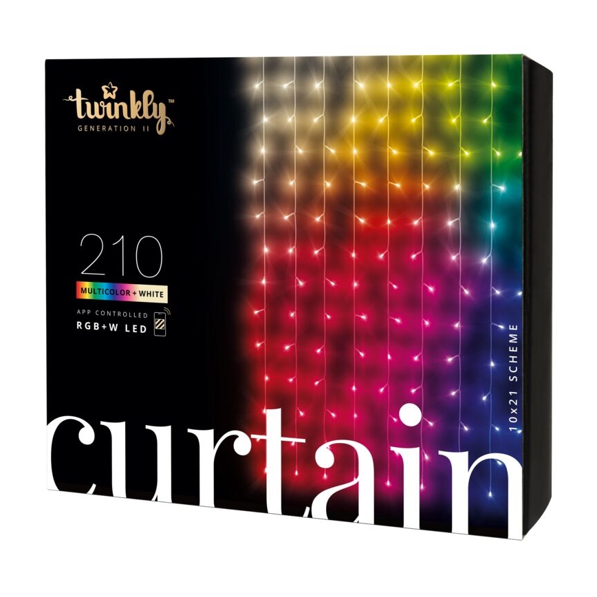 Twinkly - LED RGBW Dimmable outdoor Christmas curtain CURTAIN 210xLED 6,1m IP44 Wi-Fi