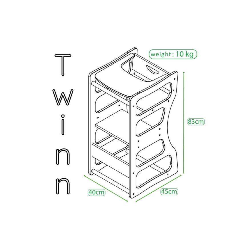 TWINN Learning Tower 83 x 45 cm, Brown