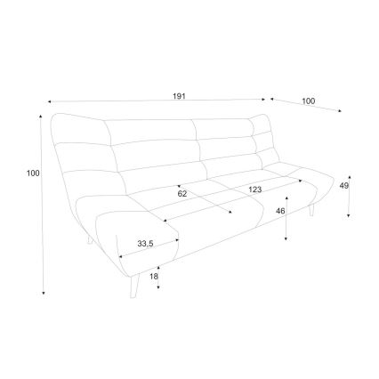 Two-seater sofa ALBA grey