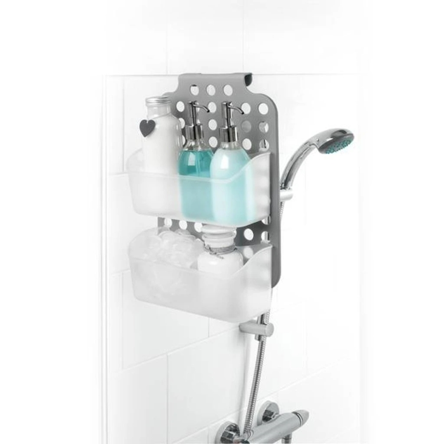Two-tier hanging shower shelf 12x35,5 cm grey/white
